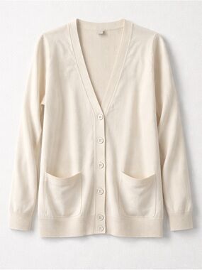 Banana Republic Cream Vneck Cardigan Silk Blend Button Front Size XL Classic
